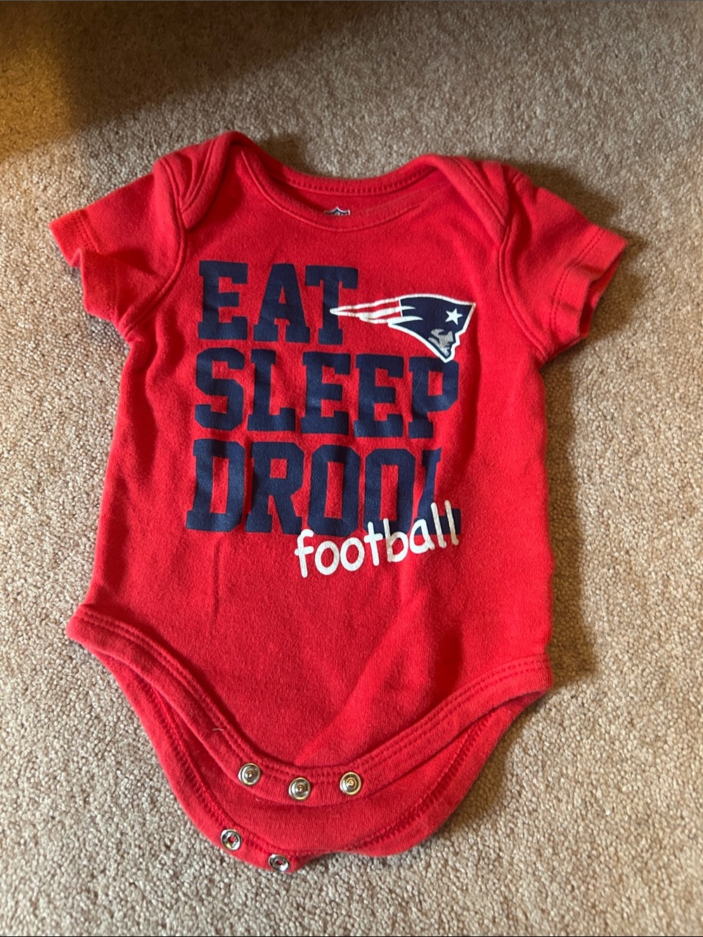 NFL Red Baby One-Piece 'Eat Sleep Drool' with Navy & White Logo